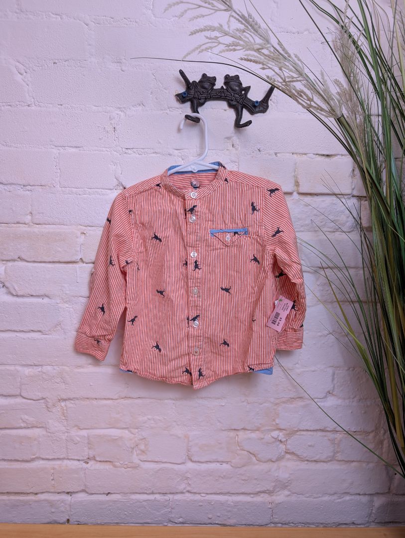 3T ORANGE WONDER NATION DINO BUTTON DOWN