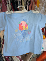 3-6M BLUE/ORANGE/WHITE GARANIMALS GIRLS SHIRTS 3PC