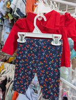 3M RED / BLUE  RED BLUE FLORAL OUTFIT