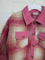 3T PINK UNKNOWN FUZZY PLAID GIRLS JACKETS