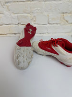 3.5 WHITE / RED UNDER ARMOUR BASEBALL/SOFTBALL CLEAT