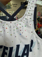 Y/S WHITE REBEL ATHLETIC STELLAR DANCE SHIRT