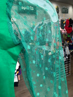 GREEN  LACE SLEEVE LEOTARD
