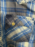 Y5 BLUE WRANGLER WESTERN PLAID SNAP SHIRT