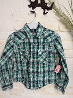 Y/M GREEN RED RANCH WESTERN PEARL SNAP SHIRT
