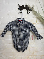 9M BLUE FRENCHIE PLAID BODYSUIT