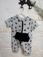 3M GRAY PL BABY LETTERS ROMPER