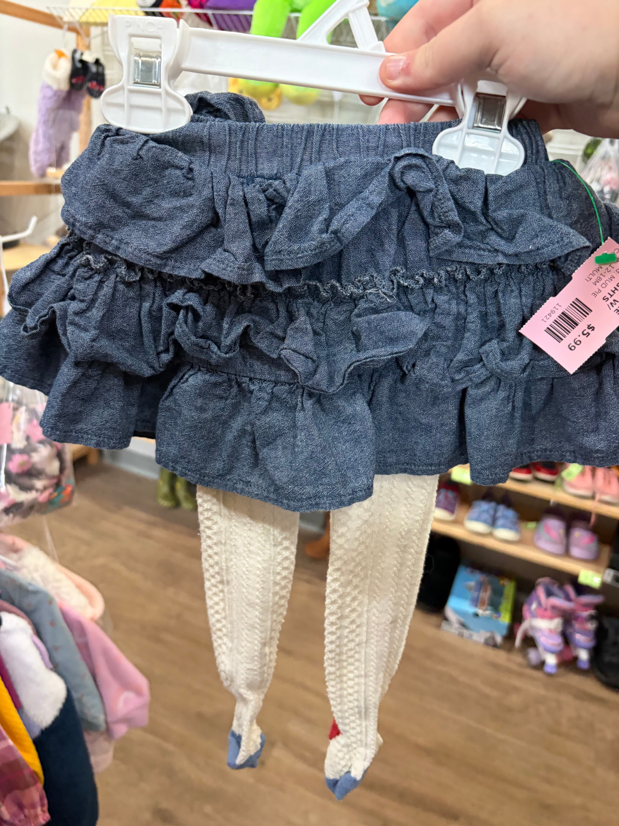 12-18M MULTI MUD PIE RUFFFLE SKIRT W/ TIGHTS