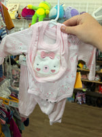 0-3M PINK MILLIE & MYLES 3 PC GIRLS BEAR OUTFIT