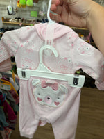 0-3M PINK MILLIE & MYLES 3 PC GIRLS BEAR OUTFIT