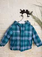 12M TEAL PLAID CAT JACK 3 IN 1 COAT