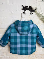 12M TEAL PLAID CAT JACK 3 IN 1 COAT