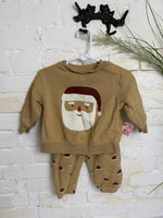 12M TAN LITTLE CO LS 2PC SANTA CLAUSE SET