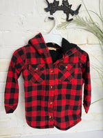 Y5 RED SWEET MAGNOLIA PLAID FLEECE SHACKET