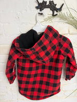 Y5 RED SWEET MAGNOLIA PLAID FLEECE SHACKET