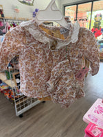 0-3M WHITE NICOLE MILLER FLORAL OUTFIT