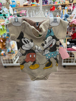 0-3M BEIGE MINNIE MOUSE MICKEY / MINNIE 2 PK BODYSUITS