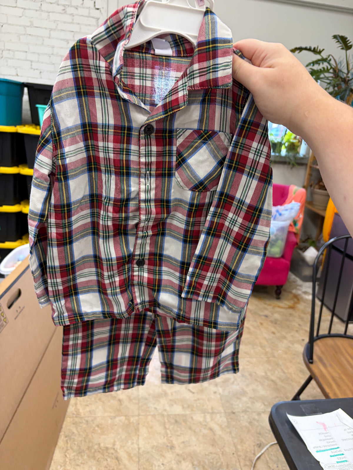 2t red old navy plaid pjs
