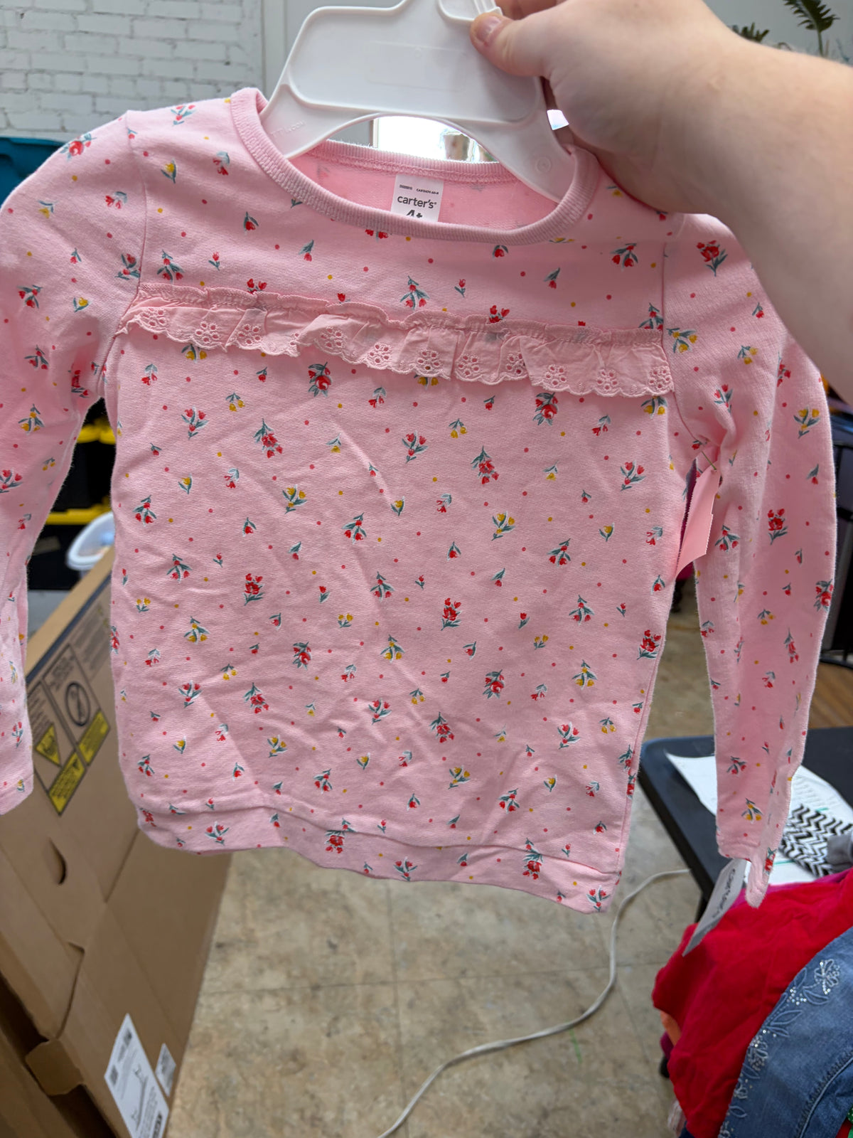 4t pink carters ls floral shirt