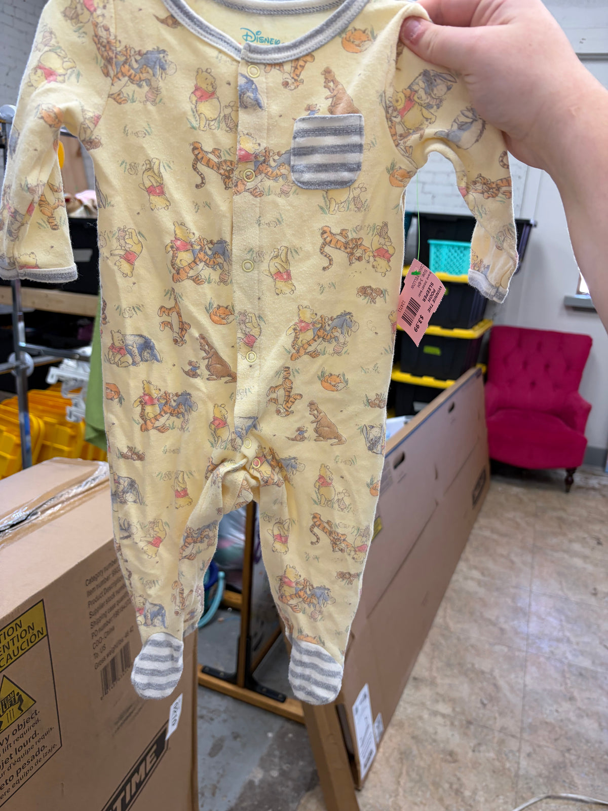 3-6M YELLOW DISNEY BABY WINNIE THE POOH SLEEPER