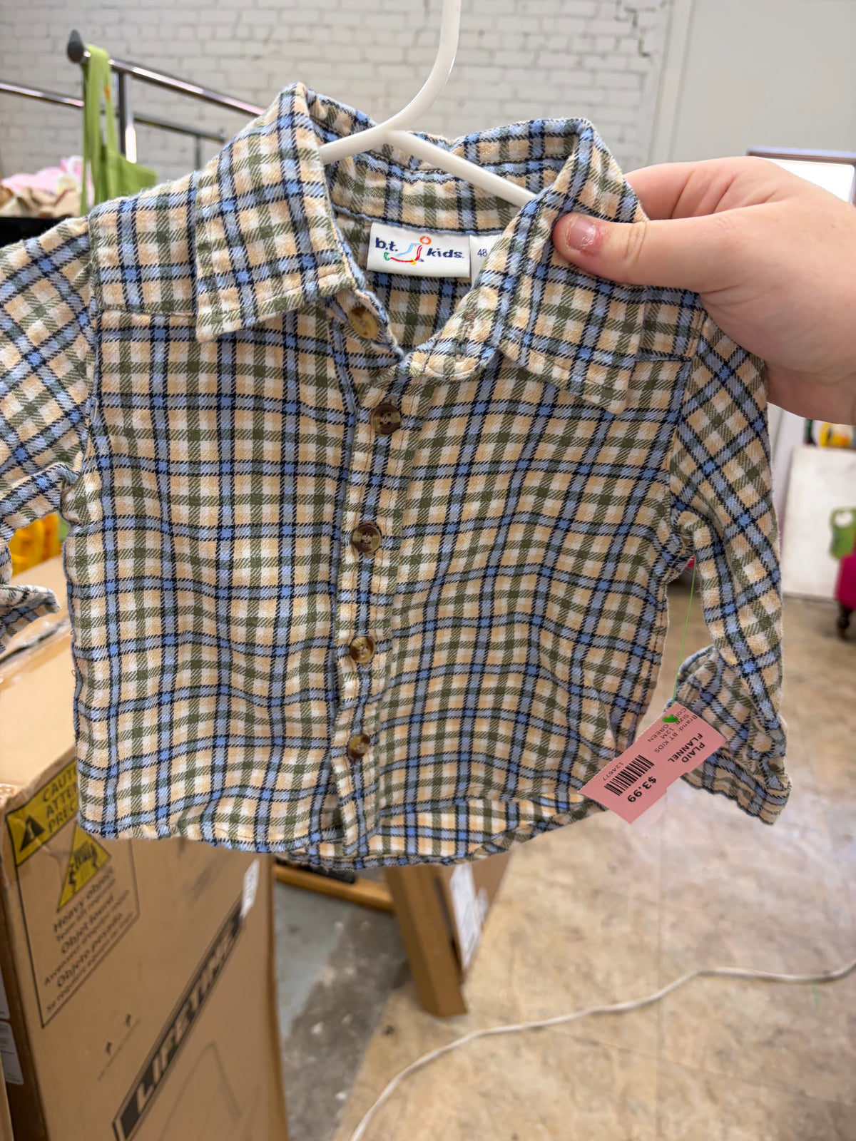 12M GREEN BT KIDS PLAID FLANNEL