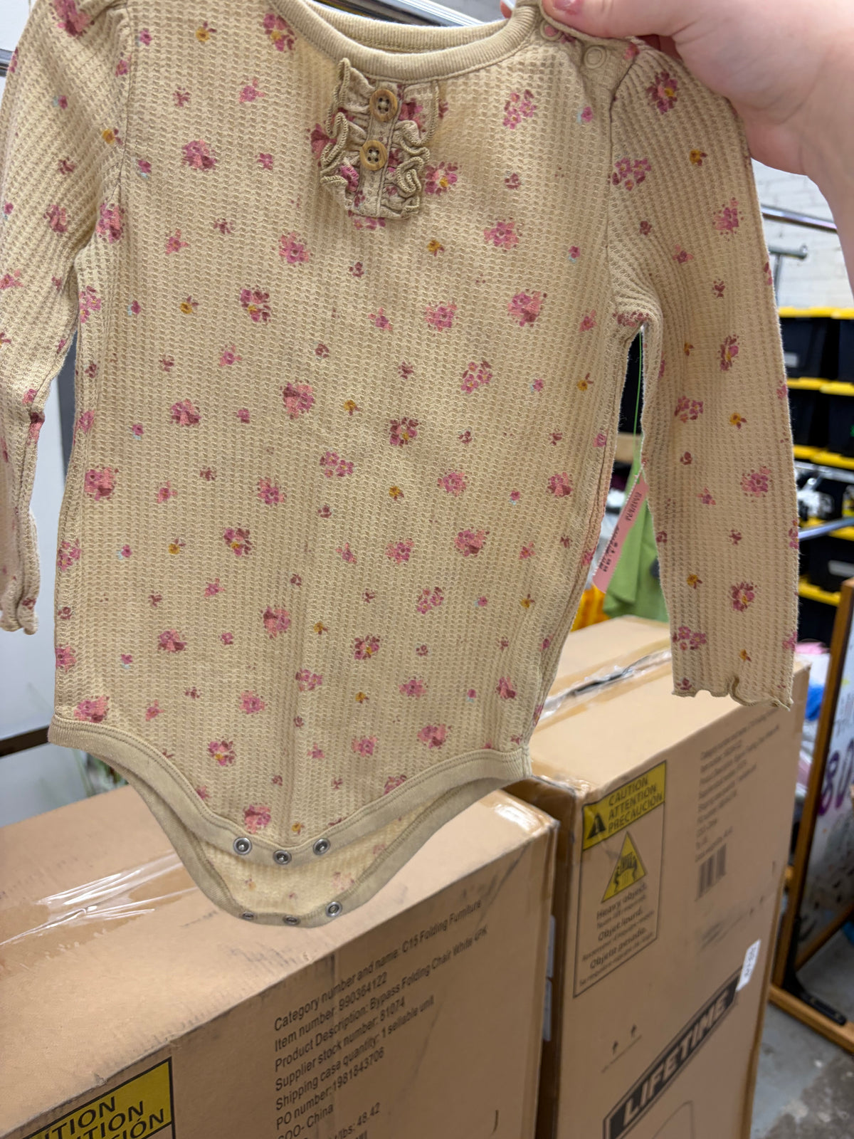 24M TAN GARANIMALS FLORAL ONESIE