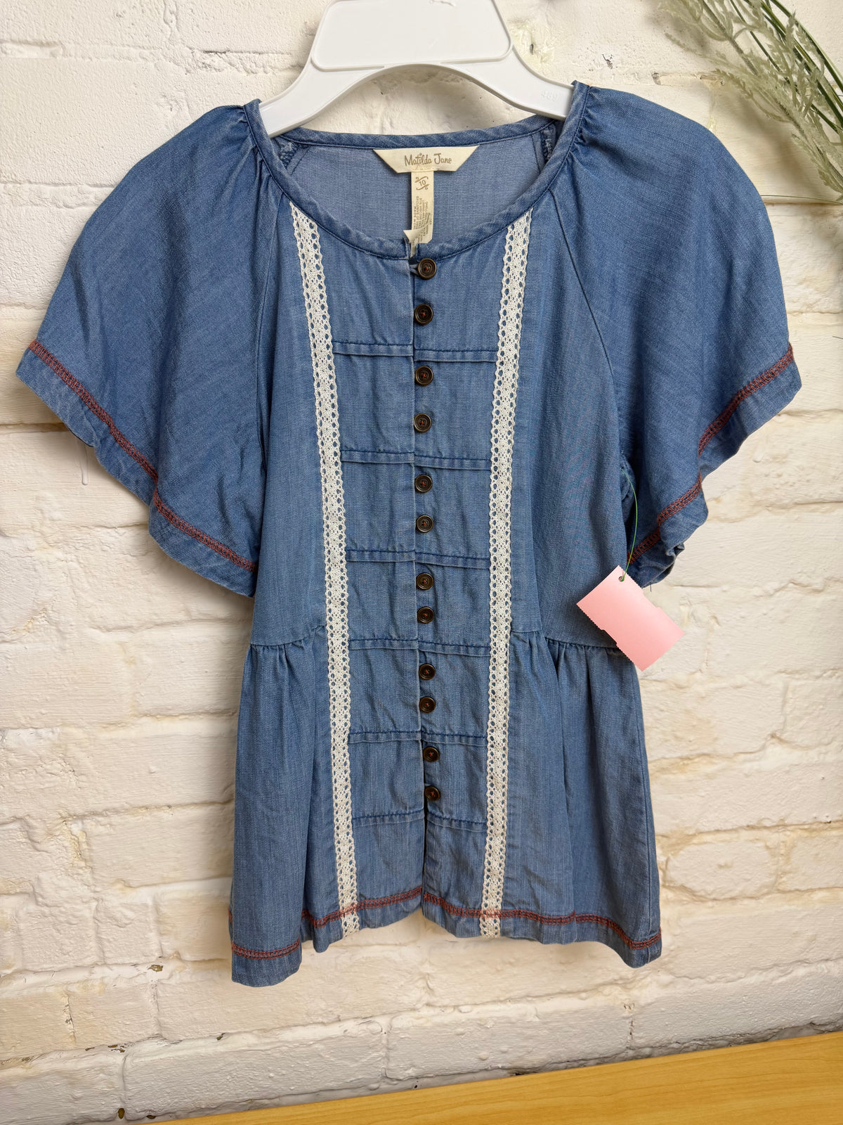 Y10 BLUE MATILDA JANE DENIM PEPLUM TOP