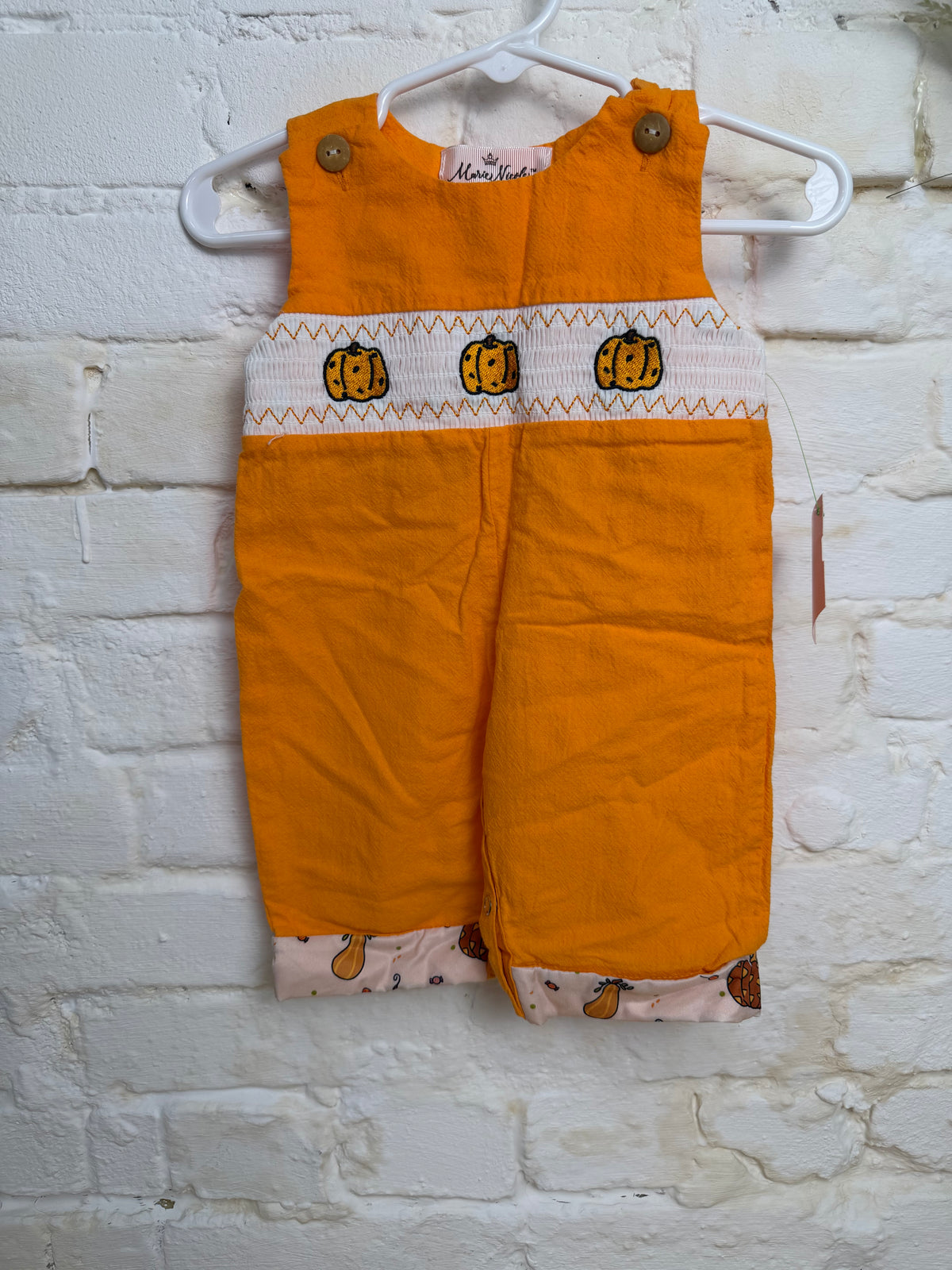 0-3M ORANGE MARIE NICOLE PUMPKIN ROMPER