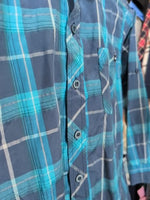 Y6 BLUE MONTAGE PLAID DRESS SHIRT