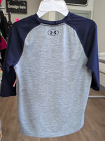 Y/M GRAY / BLUE UNDER ARMOUR BASEBALL ACTIVE LS