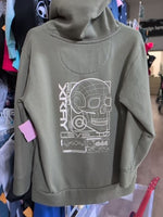 Y6-7 GREEN WONDER NATION SKULL HOODIE