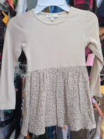 Y5 CREAM CHELSEA & VIOLET RIBBED FLORAL DRESS
