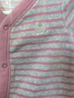 0-3M PINK / GRAY GAP VELOUR STRIPED SLEEPER