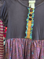 Y10 PURPLE MATILDA JANE LS STRIPE AND FLORAL DRESS