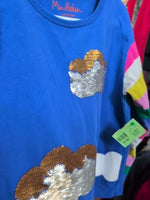 Y7/8 BLUE MINI BODEN CLOUD SEQUIN SHIRT LS