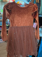 4T BROWN ARSHINER VELOUR / TULLE STARS DRESS