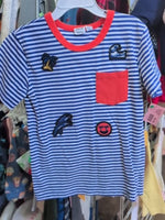 Y5 BLUE DEUX PAR DEUX STRIPED POCKET SHIRT