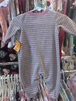 0-3M PINK / GRAY GAP VELOUR STRIPED SLEEPER