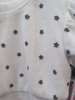 0-3M WHITE Cat&Jack DAISY VELOUR OUTFIT