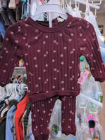 6M MAROON SNUG RIBBED FLORAL OUTFIT