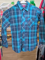 Y6 BLUE MONTAGE PLAID DRESS SHIRT