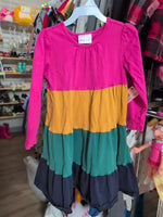 Y5 MULTI HANNA ANDERSON LS RUFFLE DRESS