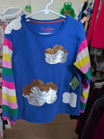 Y7/8 BLUE MINI BODEN CLOUD SEQUIN SHIRT LS