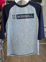 Y/M GRAY / BLUE UNDER ARMOUR BASEBALL ACTIVE LS