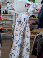 Y6 WHITE RARE EDITIONS FLORAL CORDUROY PINAFORE