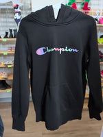 Y6/7 BLACK CHAMPION CHAMPION RAINBOW LOGO HOODIE