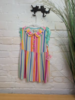 Y6 MULTI MATILDA JANE STRIPED RUFFLE DRESS