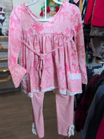 Y7 LIGHT PINK CHEEKY PLUM BOWS DRESS AND LEGGINGS