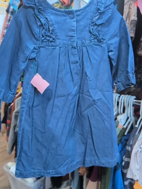 4T BLUE OKIE DOKIE CHAMBRAY LS DRESS
