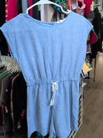 Y/M LIGHT BLUE COPPER KEY STRIPED ROMPER